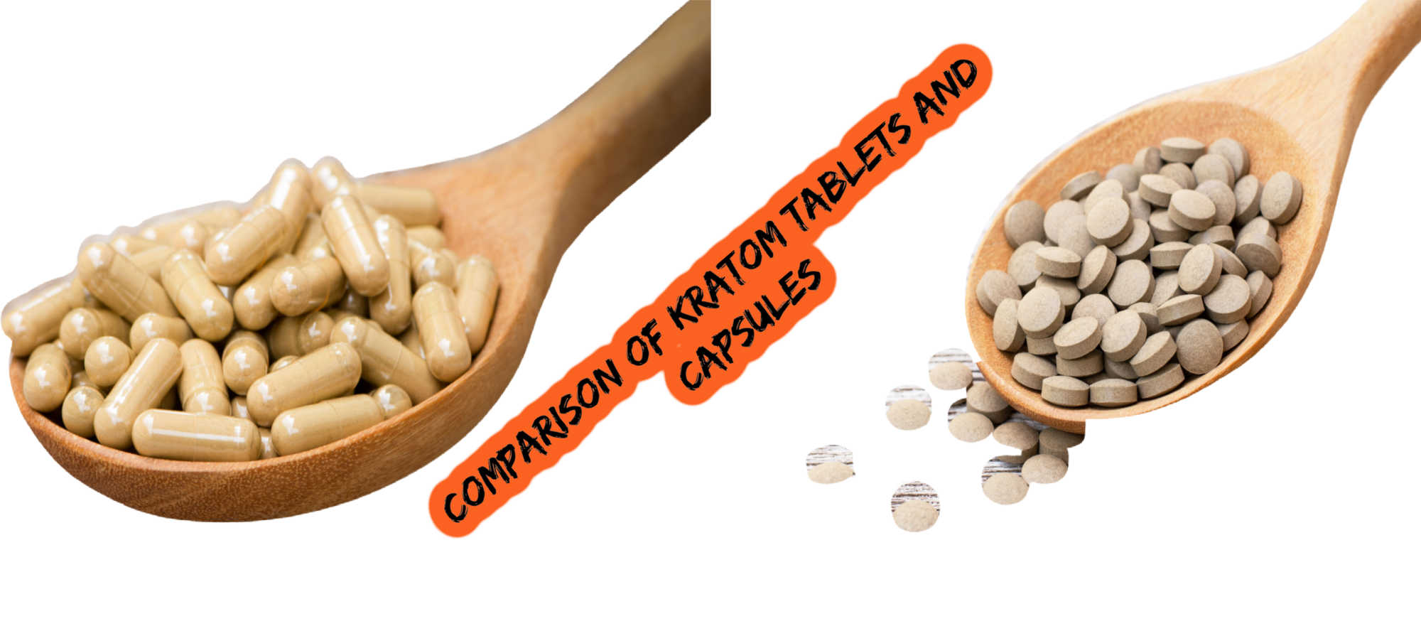 image of comparison of kratom tablets and capsules