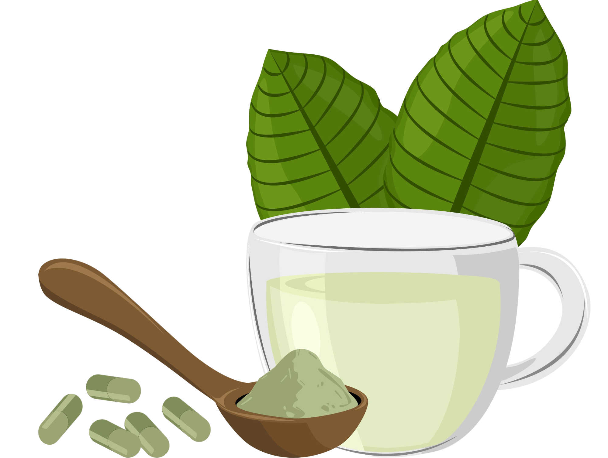 image of kratom tea and capsules